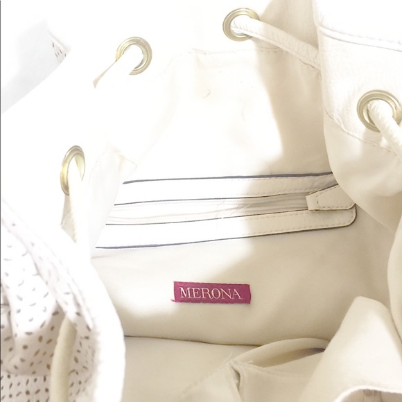 VTG: Ivory Drawstring Shoulder Purse w/Dainty Cutouts: DIY Repurposing Project - Picture 8 of 16